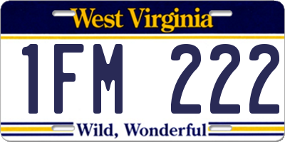 WV license plate 1FM222