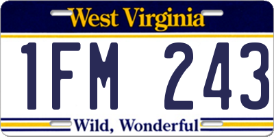 WV license plate 1FM243