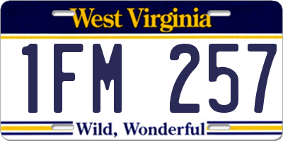 WV license plate 1FM257