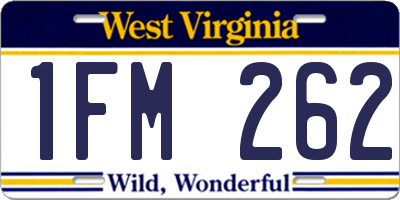WV license plate 1FM262