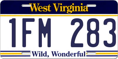 WV license plate 1FM283