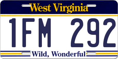WV license plate 1FM292