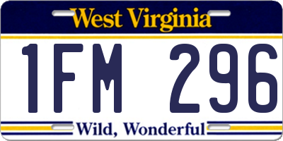 WV license plate 1FM296