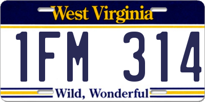 WV license plate 1FM314