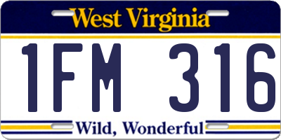 WV license plate 1FM316
