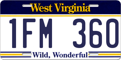 WV license plate 1FM360