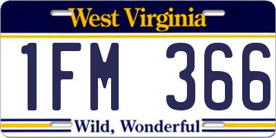 WV license plate 1FM366