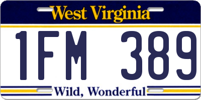 WV license plate 1FM389