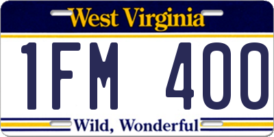WV license plate 1FM400