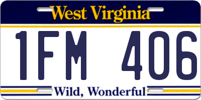 WV license plate 1FM406