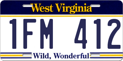 WV license plate 1FM412