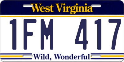 WV license plate 1FM417