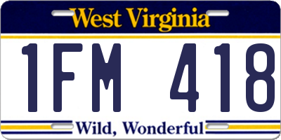 WV license plate 1FM418