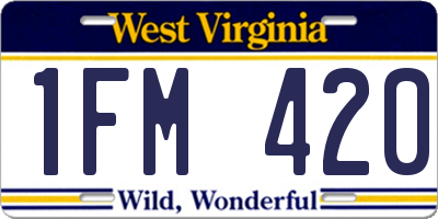 WV license plate 1FM420