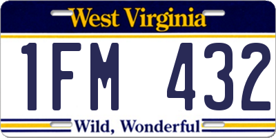 WV license plate 1FM432