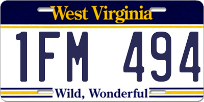 WV license plate 1FM494