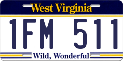 WV license plate 1FM511