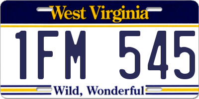 WV license plate 1FM545