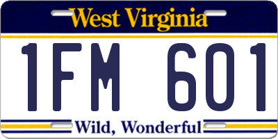 WV license plate 1FM601