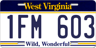 WV license plate 1FM603