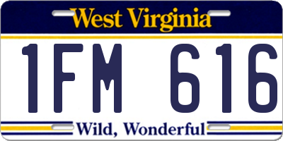 WV license plate 1FM616