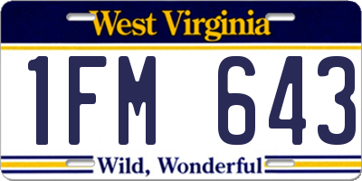 WV license plate 1FM643