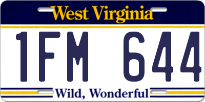 WV license plate 1FM644