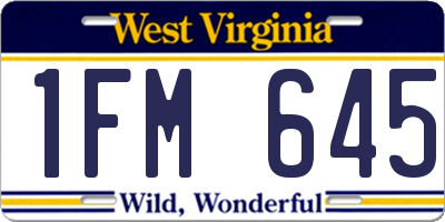 WV license plate 1FM645