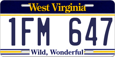WV license plate 1FM647