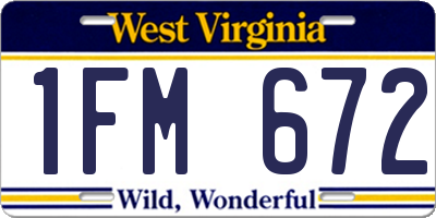 WV license plate 1FM672