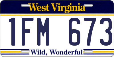 WV license plate 1FM673