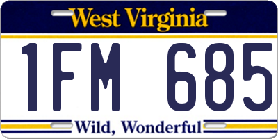 WV license plate 1FM685