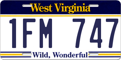 WV license plate 1FM747