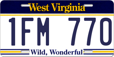 WV license plate 1FM770