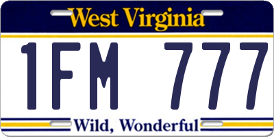 WV license plate 1FM777