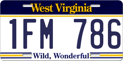 WV license plate 1FM786