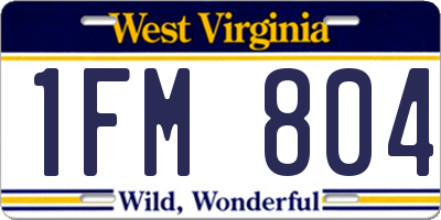 WV license plate 1FM804