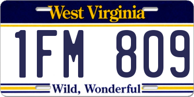 WV license plate 1FM809