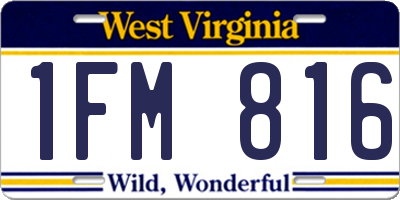 WV license plate 1FM816