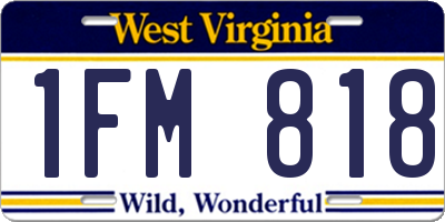 WV license plate 1FM818