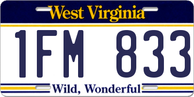 WV license plate 1FM833