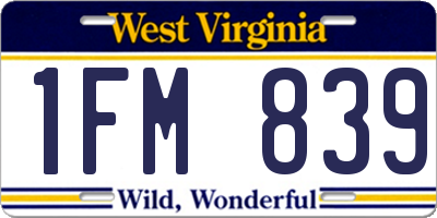 WV license plate 1FM839