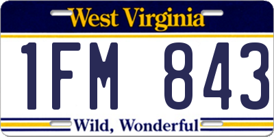 WV license plate 1FM843