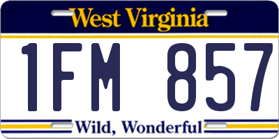 WV license plate 1FM857