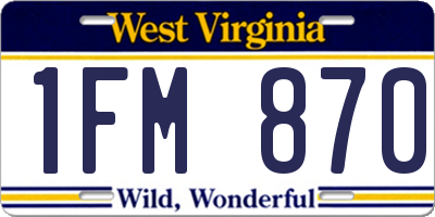 WV license plate 1FM870