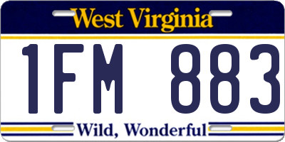 WV license plate 1FM883