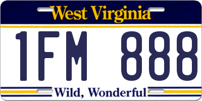 WV license plate 1FM888