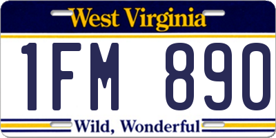 WV license plate 1FM890