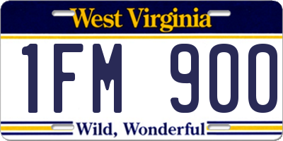 WV license plate 1FM900