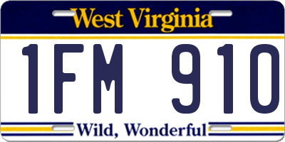WV license plate 1FM910